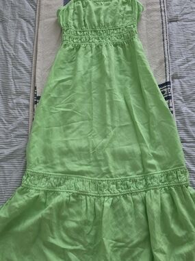 LOFT Bright Green Smocked Waist Maxi Dress